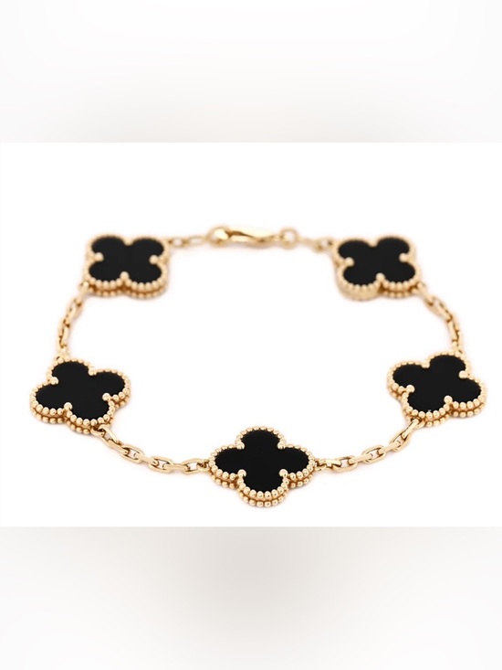 None Jewelry - Gold and Black Cloverleaf Bracelet
